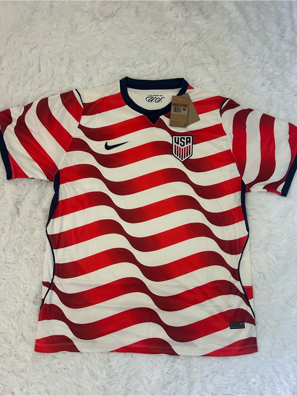 Nike Red & White USA Wave Soccer Jersey